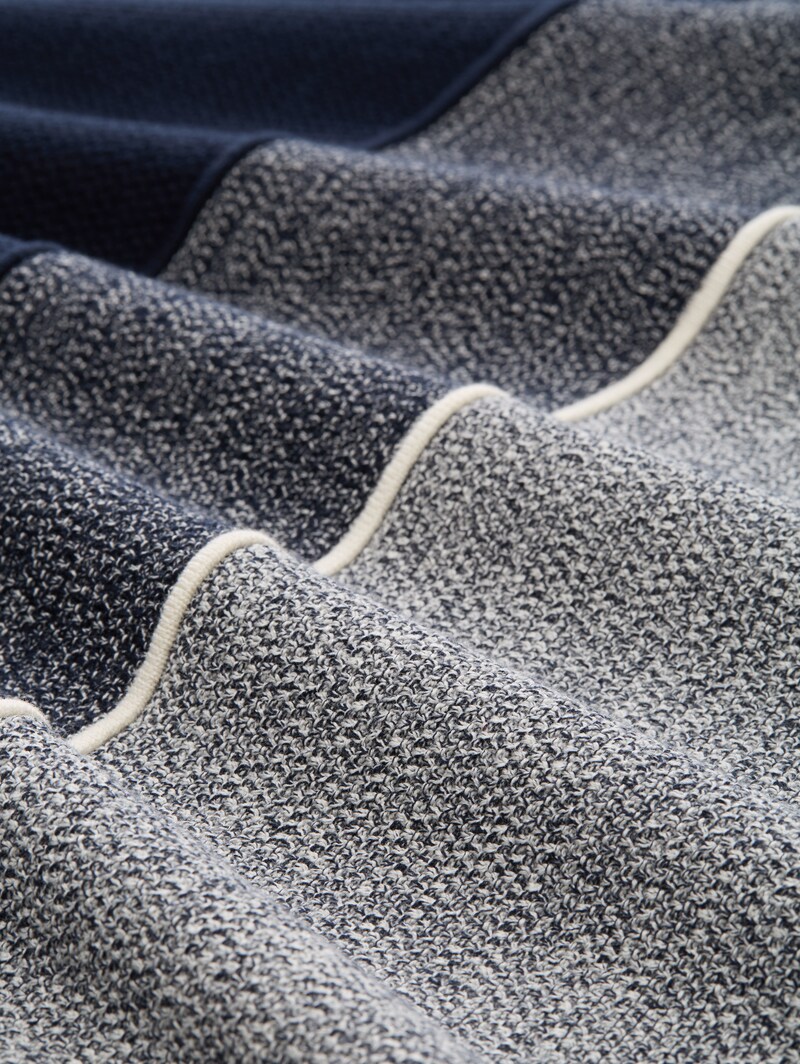 Tom Tailor Strickpullover mit Colour Blocking - Navy Offwhite White Stripe