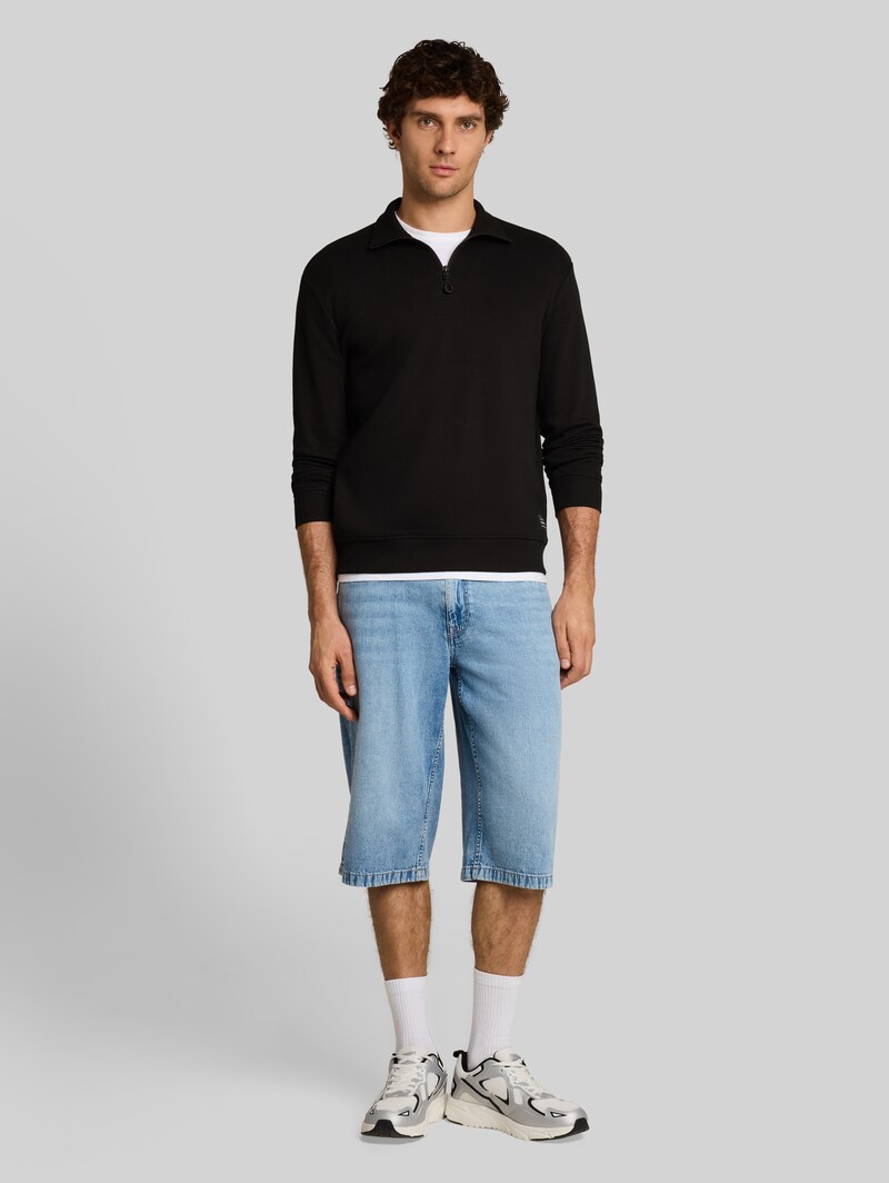 Tom Tailor Relaxed Fit Troyer Sweatshirt - Black
