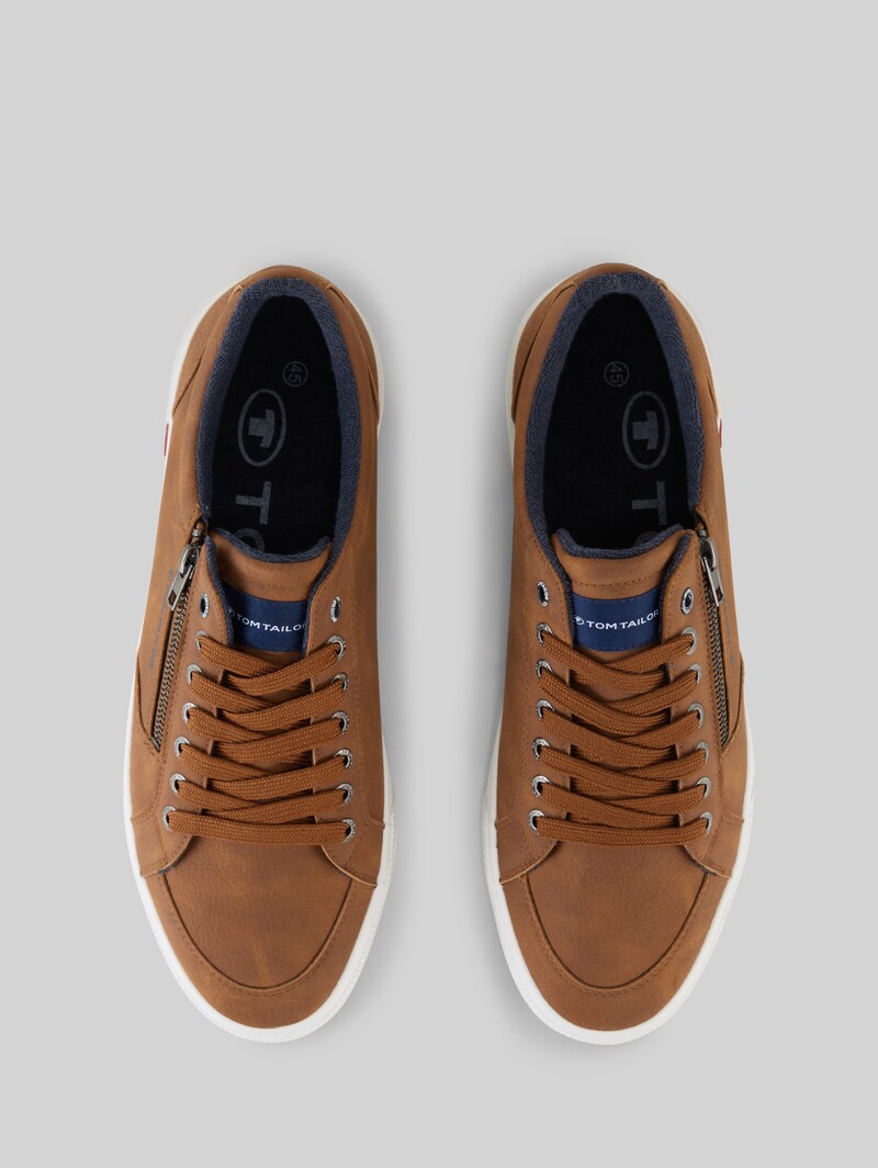 Tom Tailor Sneaker mit Reißverschluss-Detail - Cognac