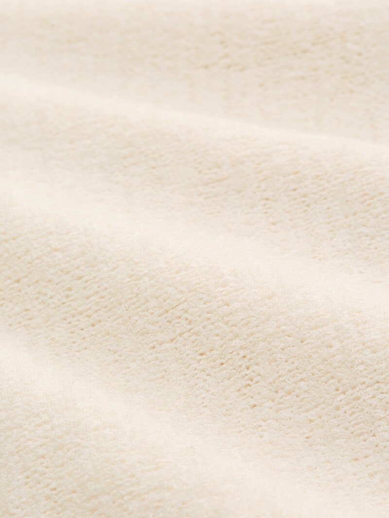 Tom Tailor Relaxed Fit Strickpullover mit U-Boot-Ausschnitt - Gardenia White