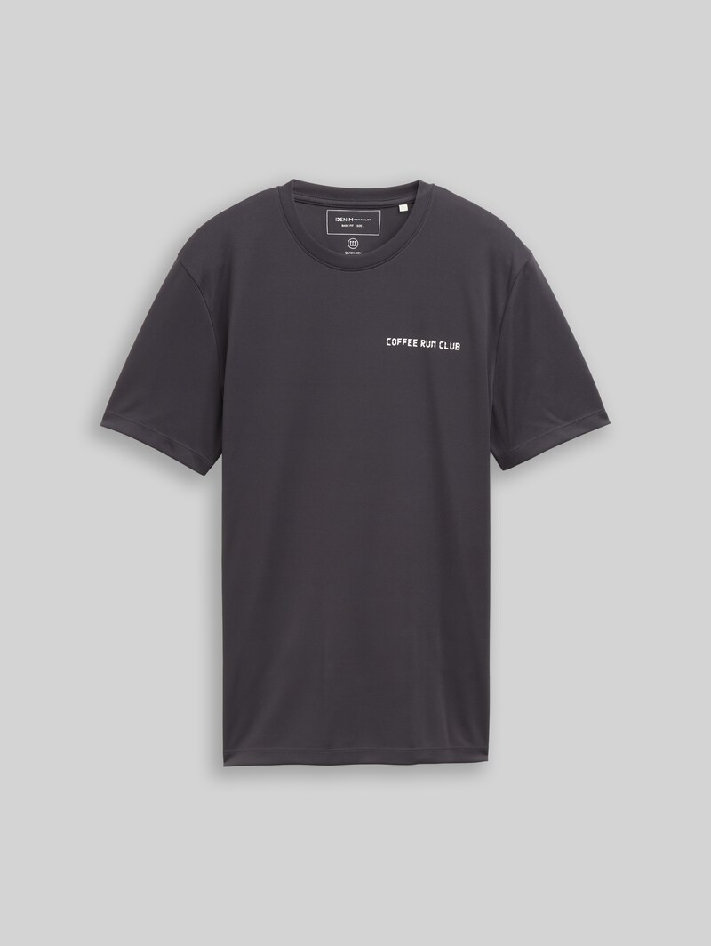 Tom Tailor Mesh T-Shirt mit Rückenprint - Coal Grey