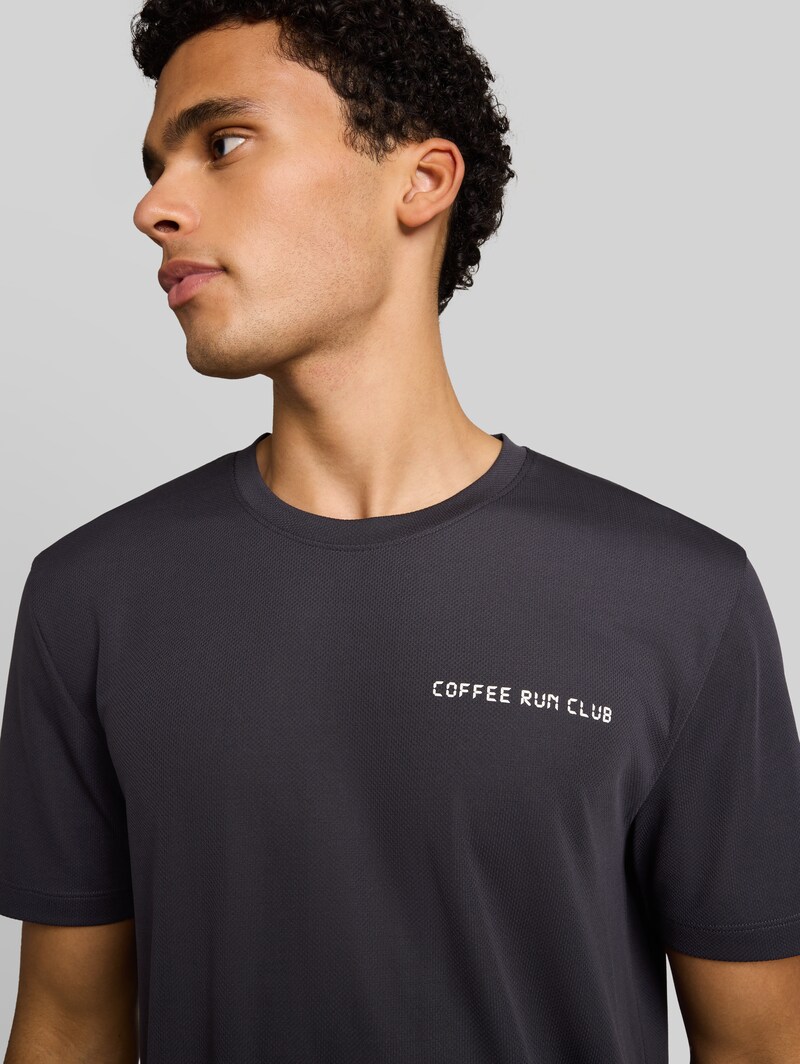 Tom Tailor Mesh T-Shirt mit Rückenprint - Coal Grey