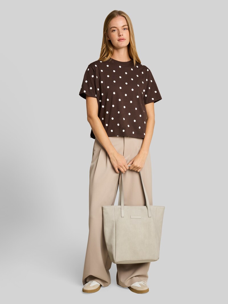 Tom Tailor Boxy Fit T-Shirt mit Punkten - Dark Brown White Dot