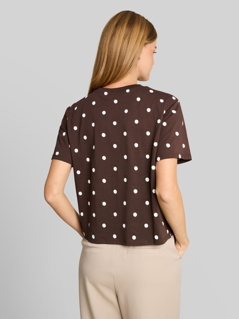 Tom Tailor Boxy Fit T-Shirt mit Punkten - Dark Brown White Dot