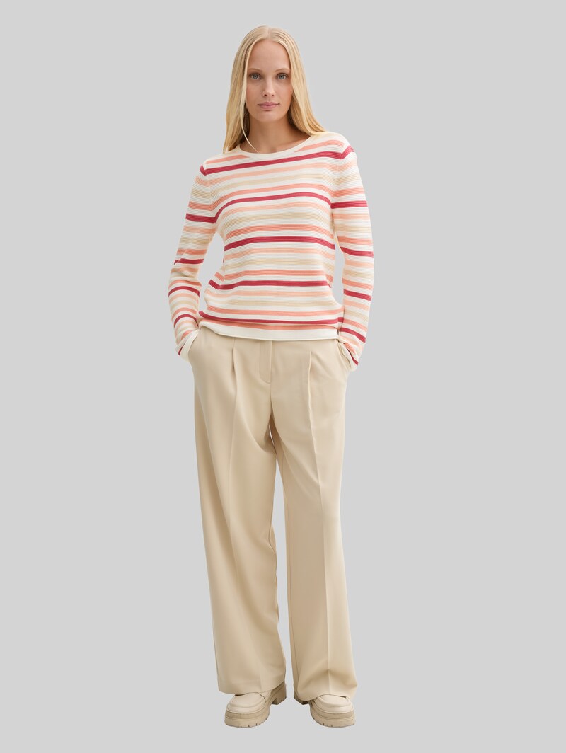 Tom Tailor Strickpullover aus Baumwolle - Peachy Knit Stripe Design