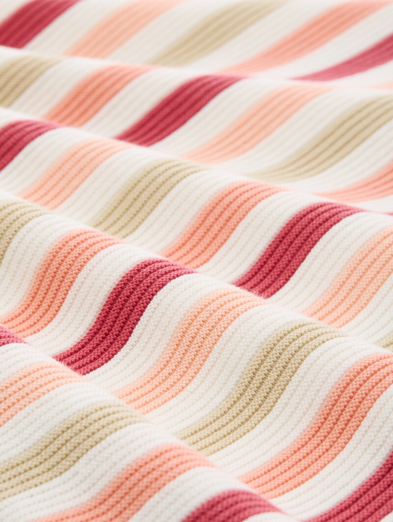 Tom Tailor Strickpullover aus Baumwolle - Peachy Knit Stripe Design