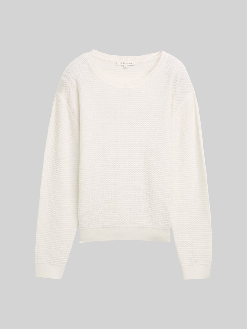 Tom Tailor Strickpullover mit Rundhalsausschnitt - Off White
