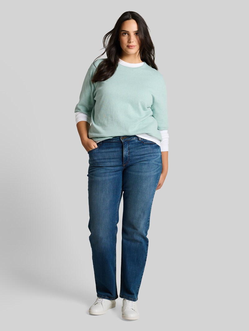 Tom Tailor Plus Size - Loose Fit Strickpullover mit Kaschmir-Anteil - Blue Haze Melange