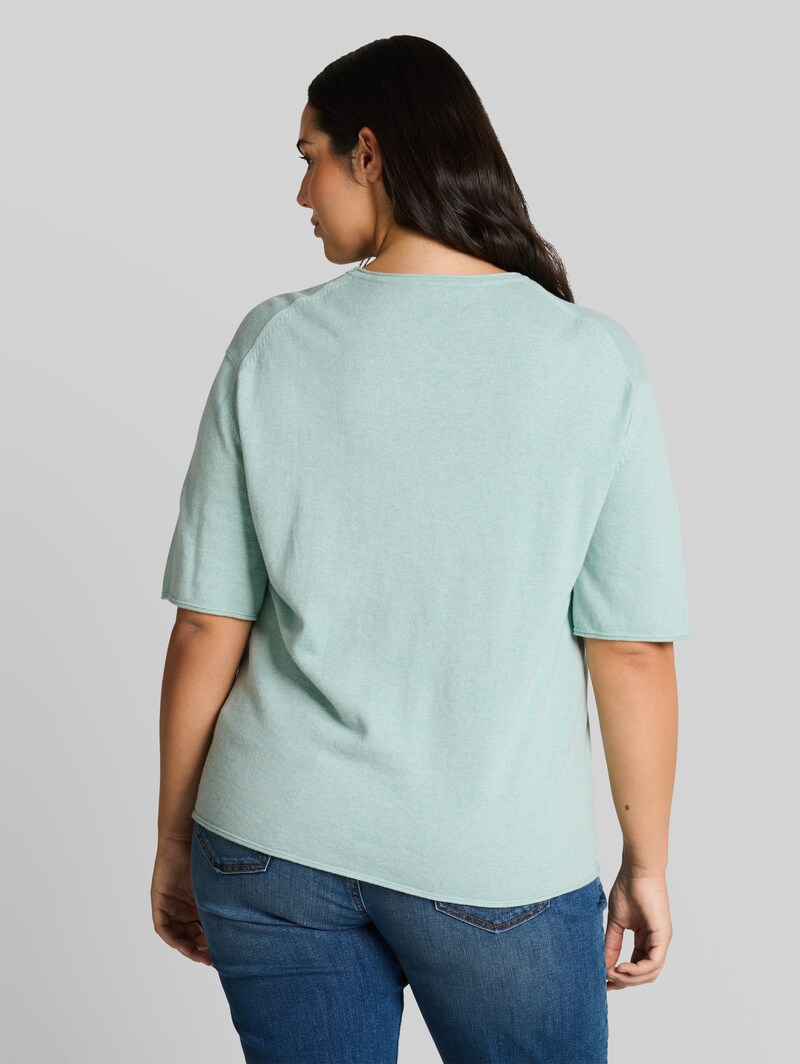 Tom Tailor Plus Size - Loose Fit Strickpullover mit Kaschmir-Anteil - Blue Haze Melange