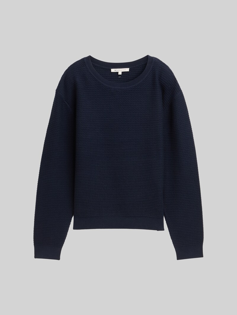 Tom Tailor Strickpullover mit Rundhalsausschnitt - Sky Captain Blue
