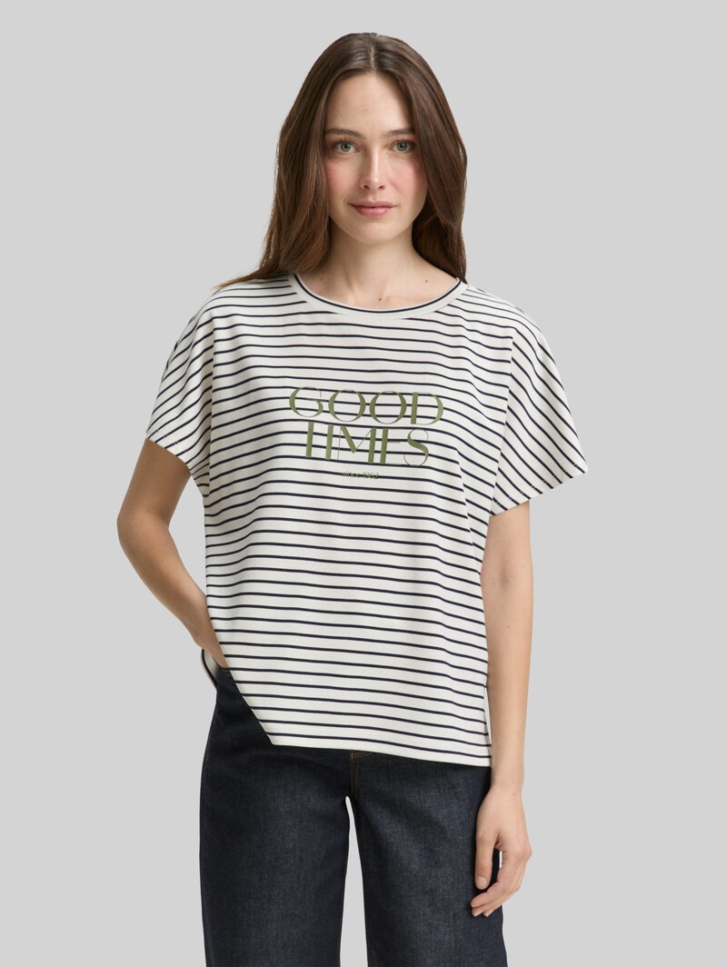 Tom Tailor T-Shirt mit Streifenmuster - Offwhite Navy Tee Stripe Tom Tailor T-Shirt mit Streifenmuster - Offwhite Navy Tee Stripe