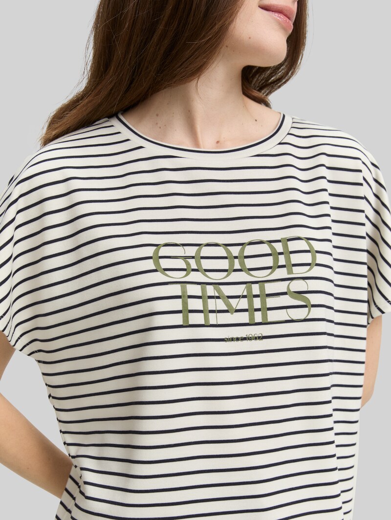 Tom Tailor T-Shirt mit Streifenmuster - Offwhite Navy Tee Stripe