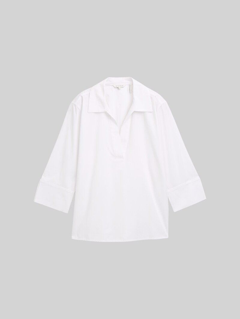 Tom Tailor Loose Fit Bluse mit Kragen - White
