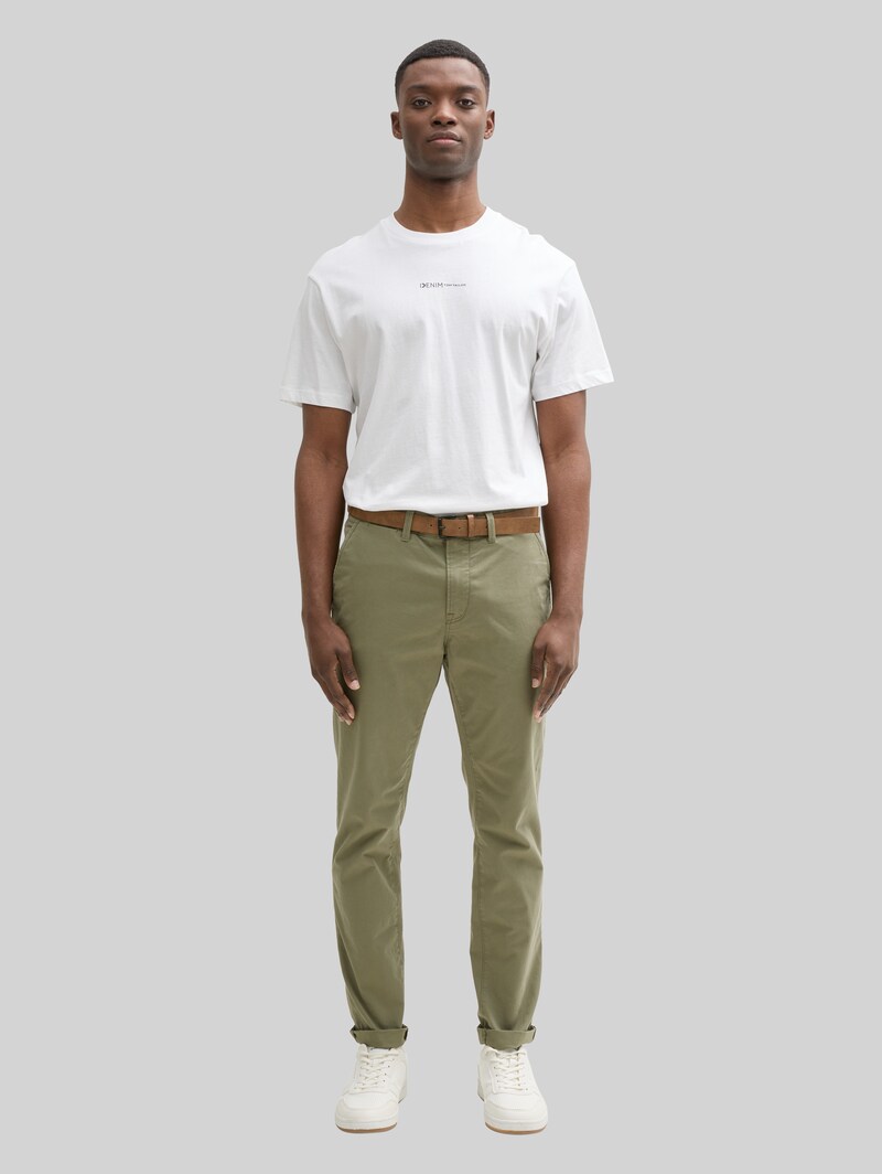 Tom Tailor Slim Chino Hose mit Gürtel - Tree Moss Green