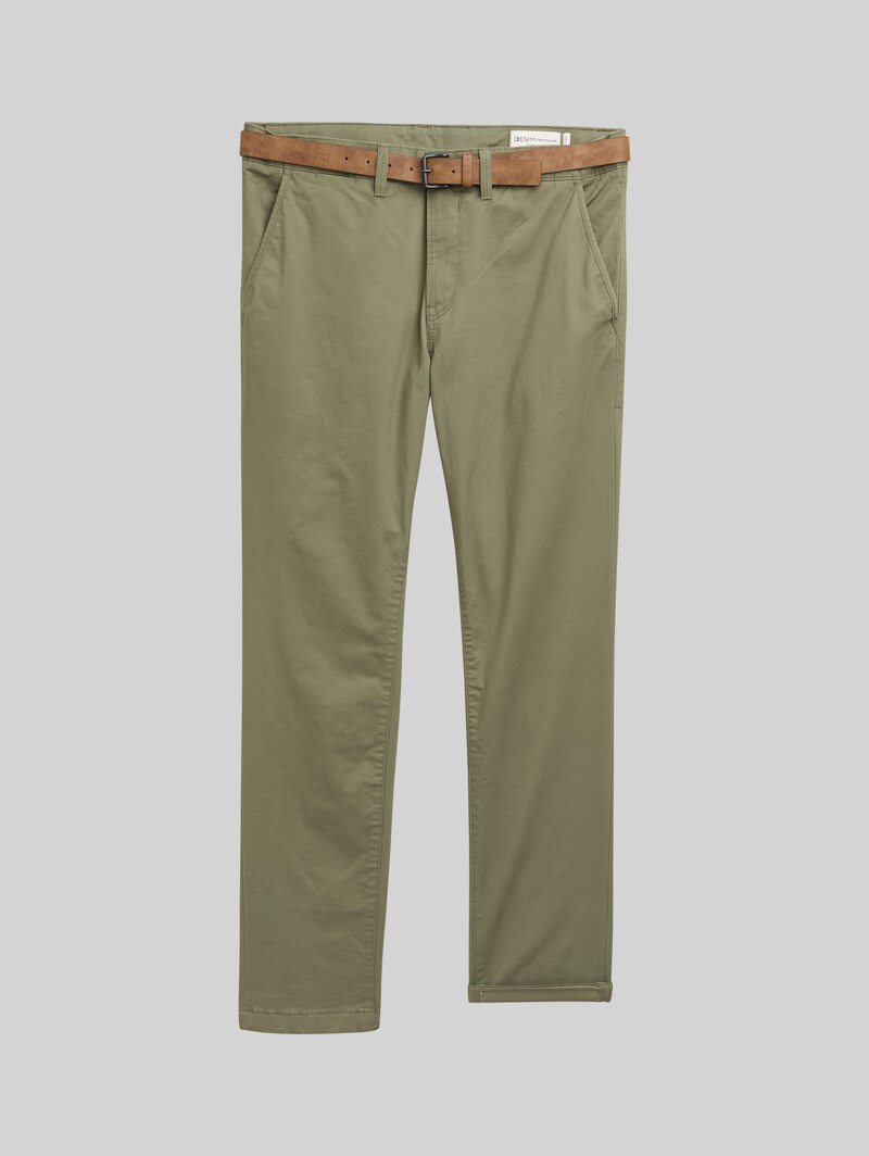 Tom Tailor Slim Chino Hose mit Gürtel - Tree Moss Green