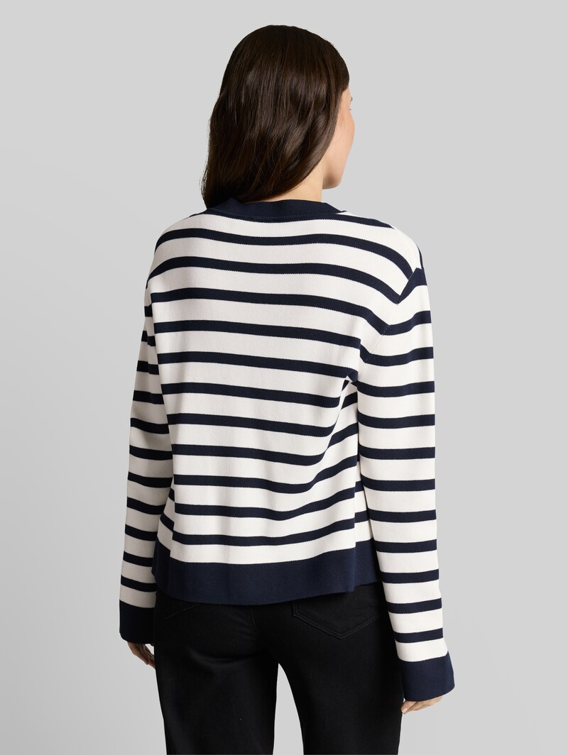 Tom Tailor Strickpullover mit Streifenmuster - White Sky Blue Knit Stripe