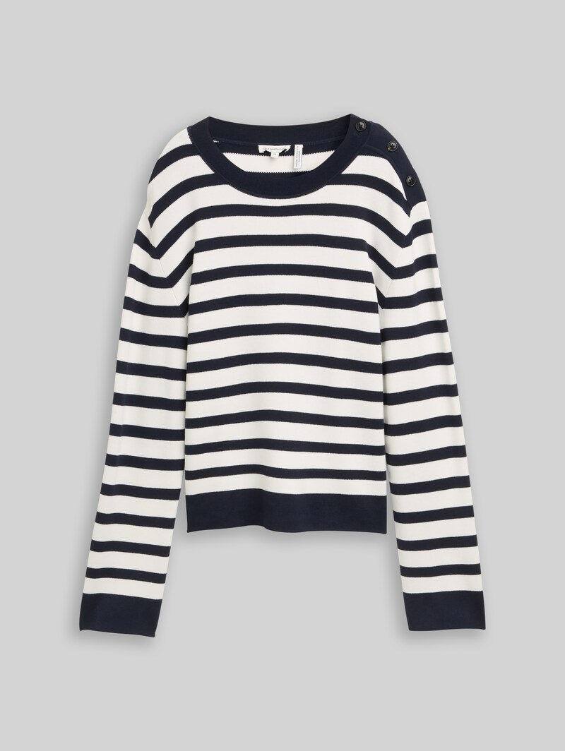 Tom Tailor Strickpullover mit Streifenmuster - White Sky Blue Knit Stripe