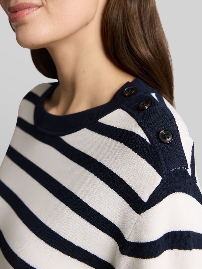 Tom Tailor Strickpullover mit Streifenmuster - White Sky Blue Knit Stripe
