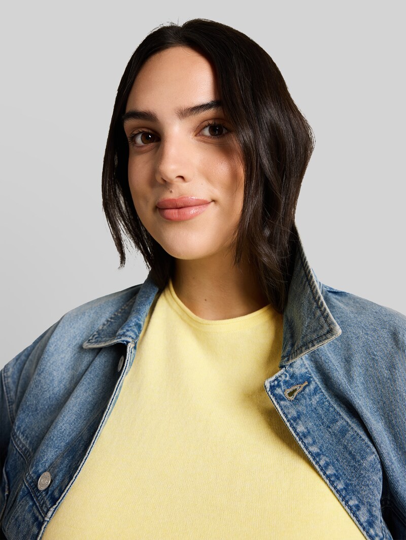 Tom Tailor Plus Size - Loose Fit Strickpullover mit Kaschmir-Anteil - Soft Lemon Melange