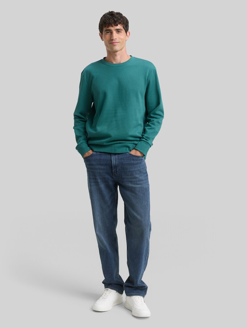 Tom Tailor Basic Sweatshirt in Unifarben - Jasper Green