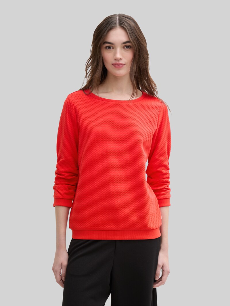 Tom Tailor Sweatshirt mit Raffungen - Scarlet Red Tom Tailor Sweatshirt mit Raffungen - Scarlet Red