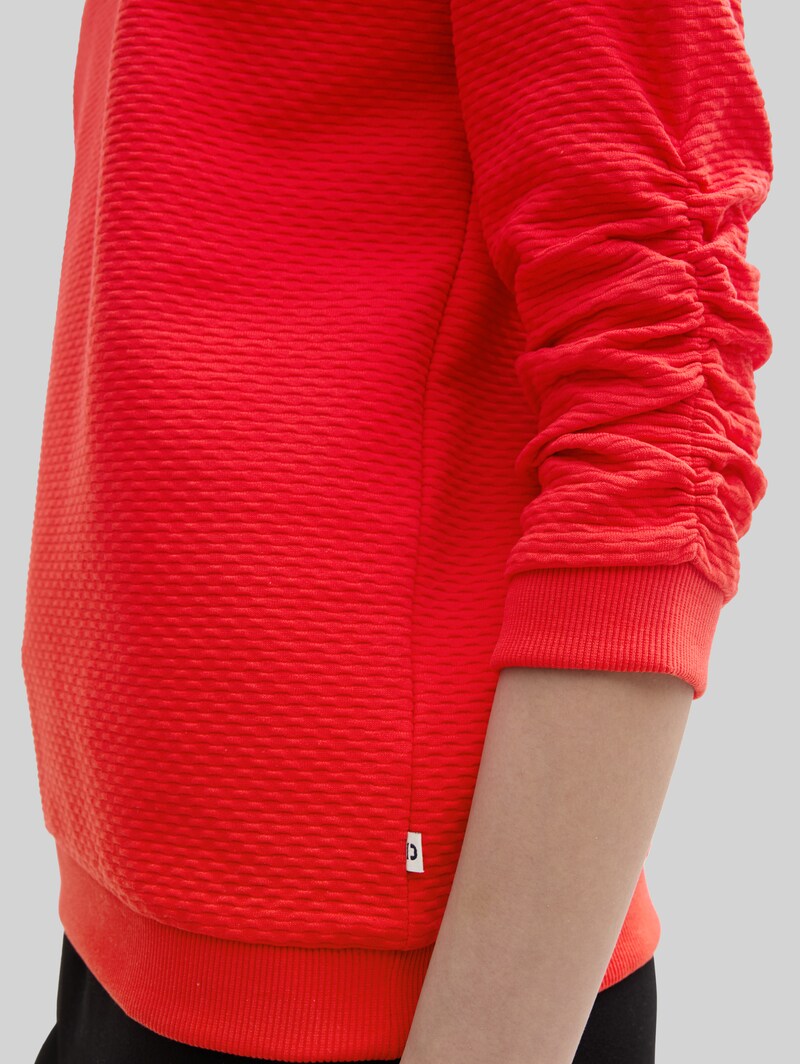 Tom Tailor Sweatshirt mit Raffungen - Scarlet Red