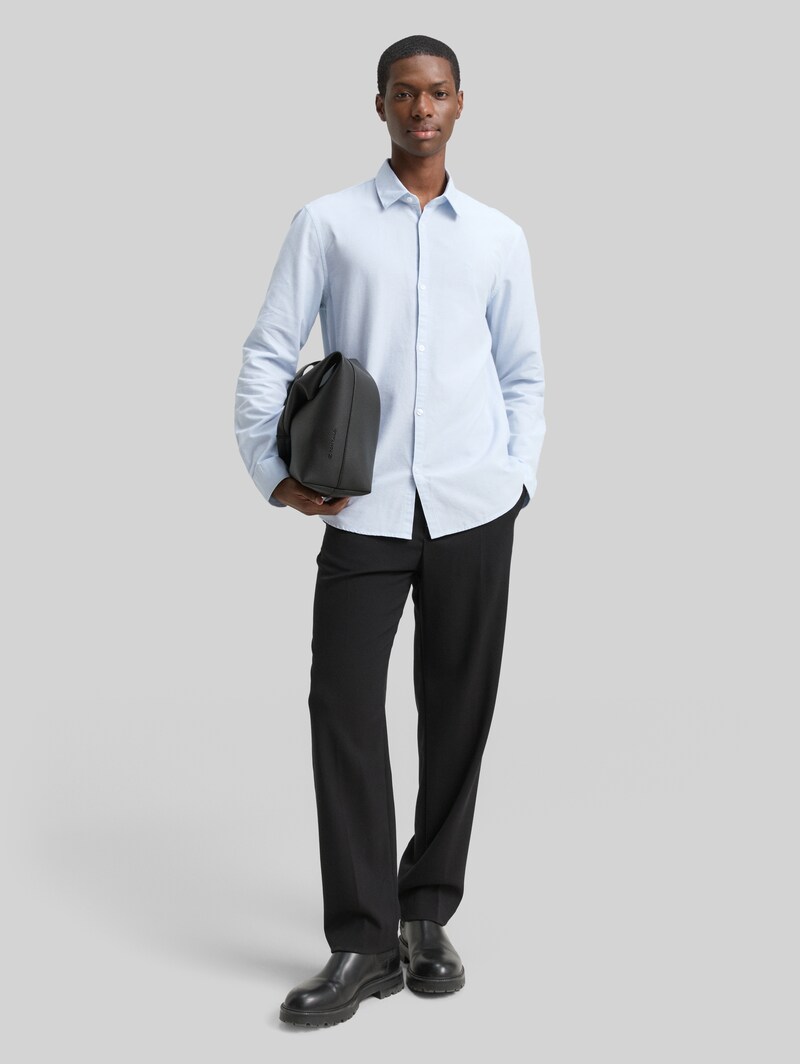 Tom Tailor Regular Fit Hemd mit Logo-Stickerei - Blue Oxford