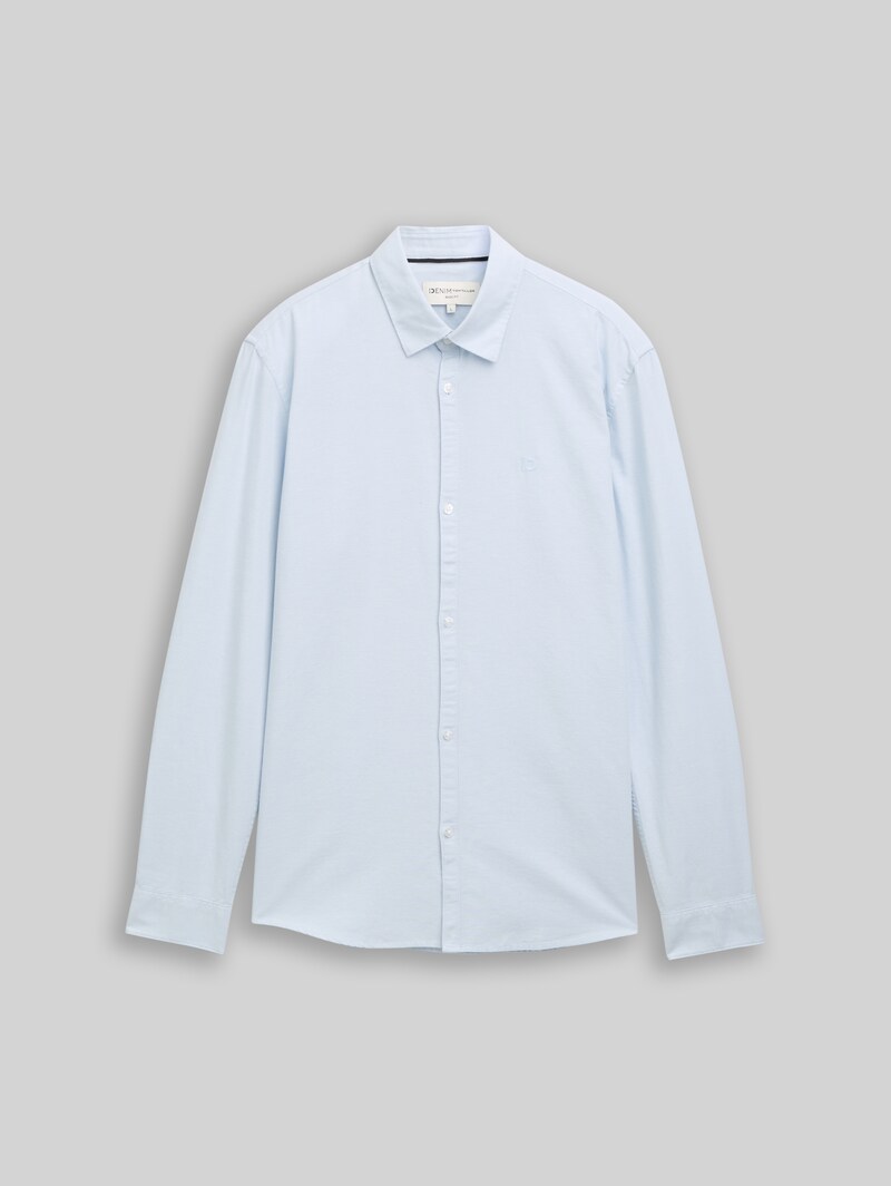 Tom Tailor Regular Fit Hemd mit Logo-Stickerei - Blue Oxford