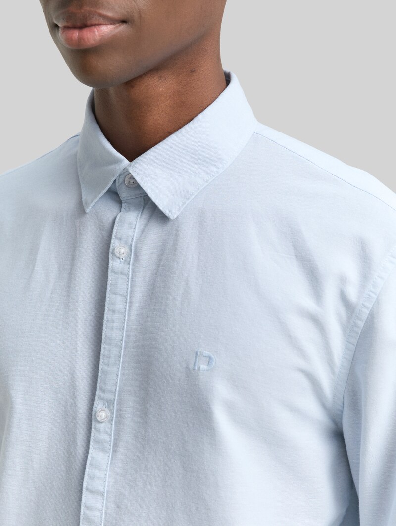 Tom Tailor Regular Fit Hemd mit Logo-Stickerei - Blue Oxford
