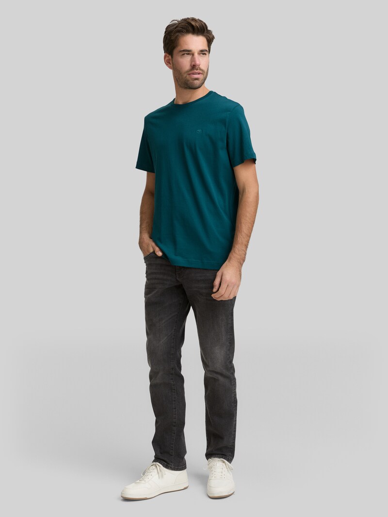 Tom Tailor T-Shirt mit Logo-Stickerei - Deep Meadow Green
