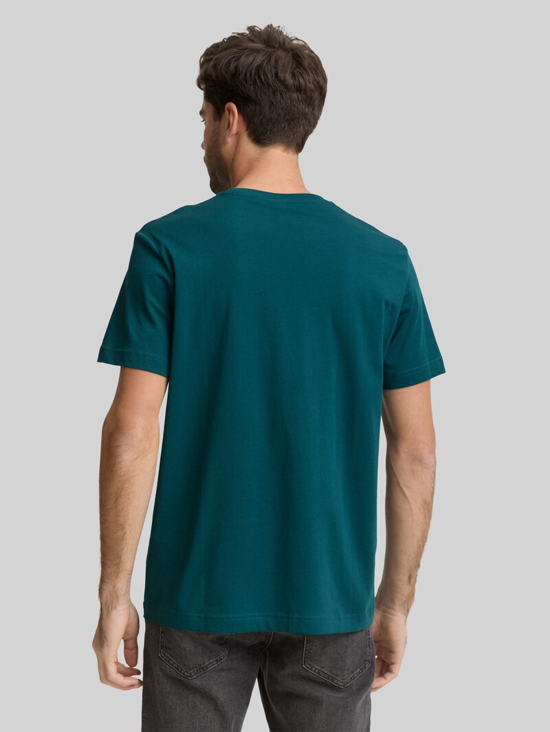 Tom Tailor T-Shirt mit Logo-Stickerei - Deep Meadow Green