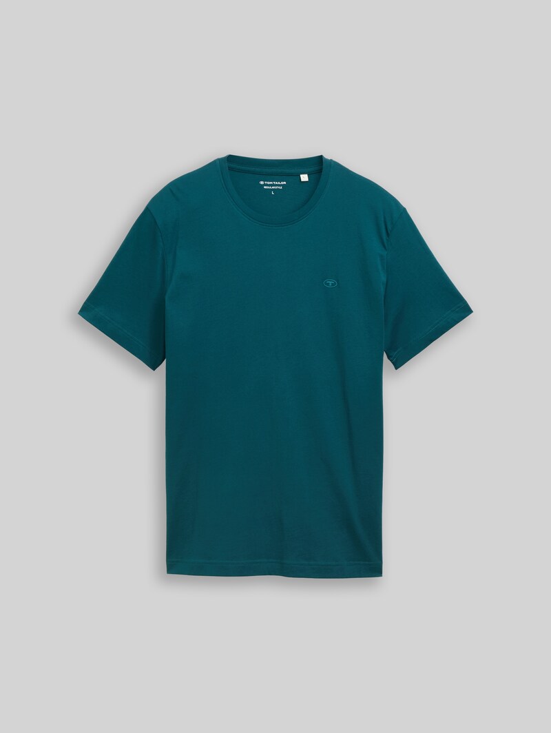 Tom Tailor T-Shirt mit Logo-Stickerei - Deep Meadow Green
