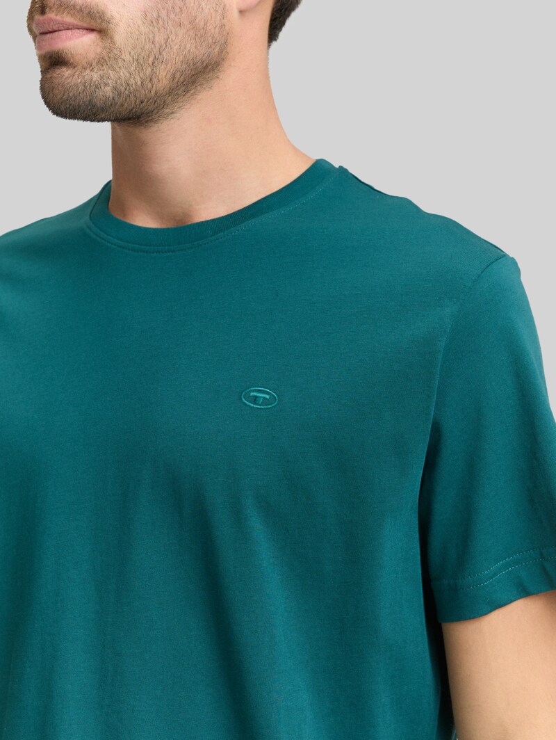 Tom Tailor T-Shirt mit Logo-Stickerei - Deep Meadow Green