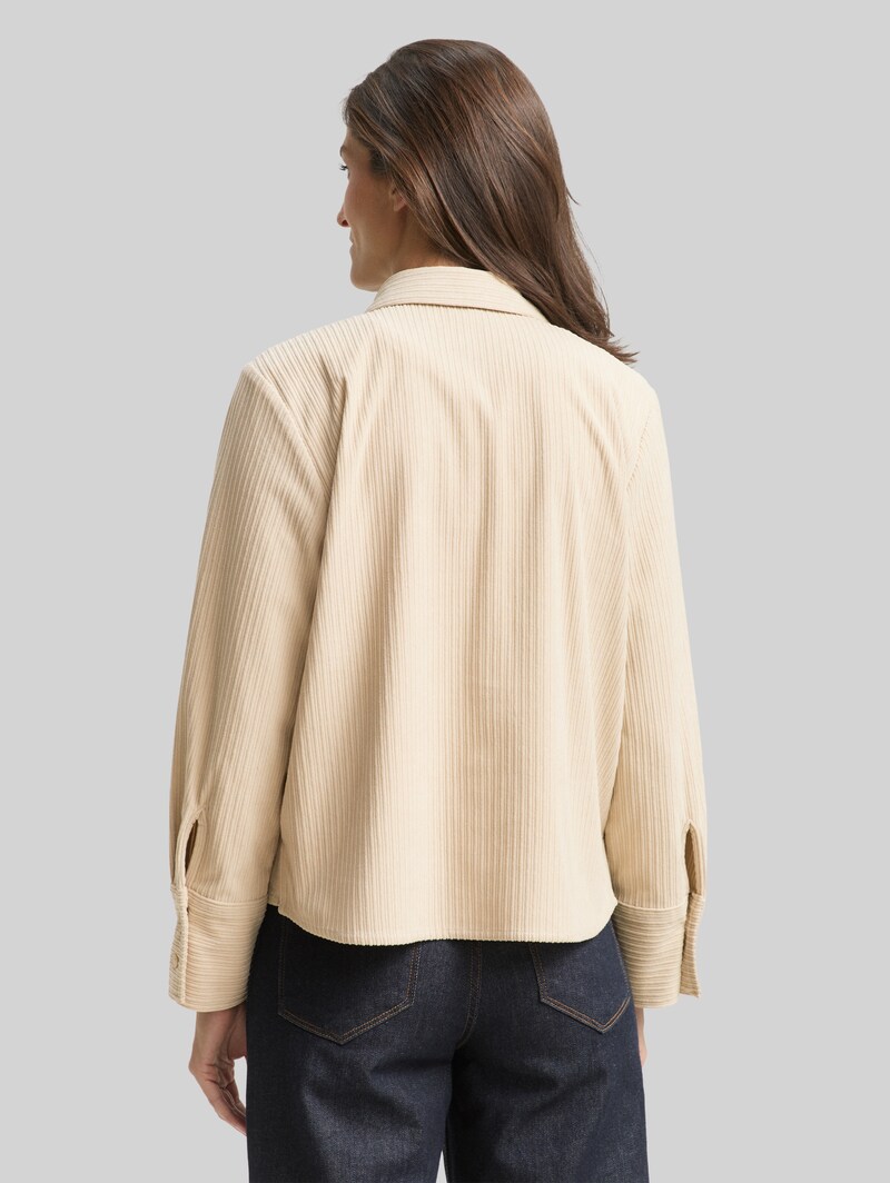 Tom Tailor Loose Fit Cordbluse - Sand Stone Beige