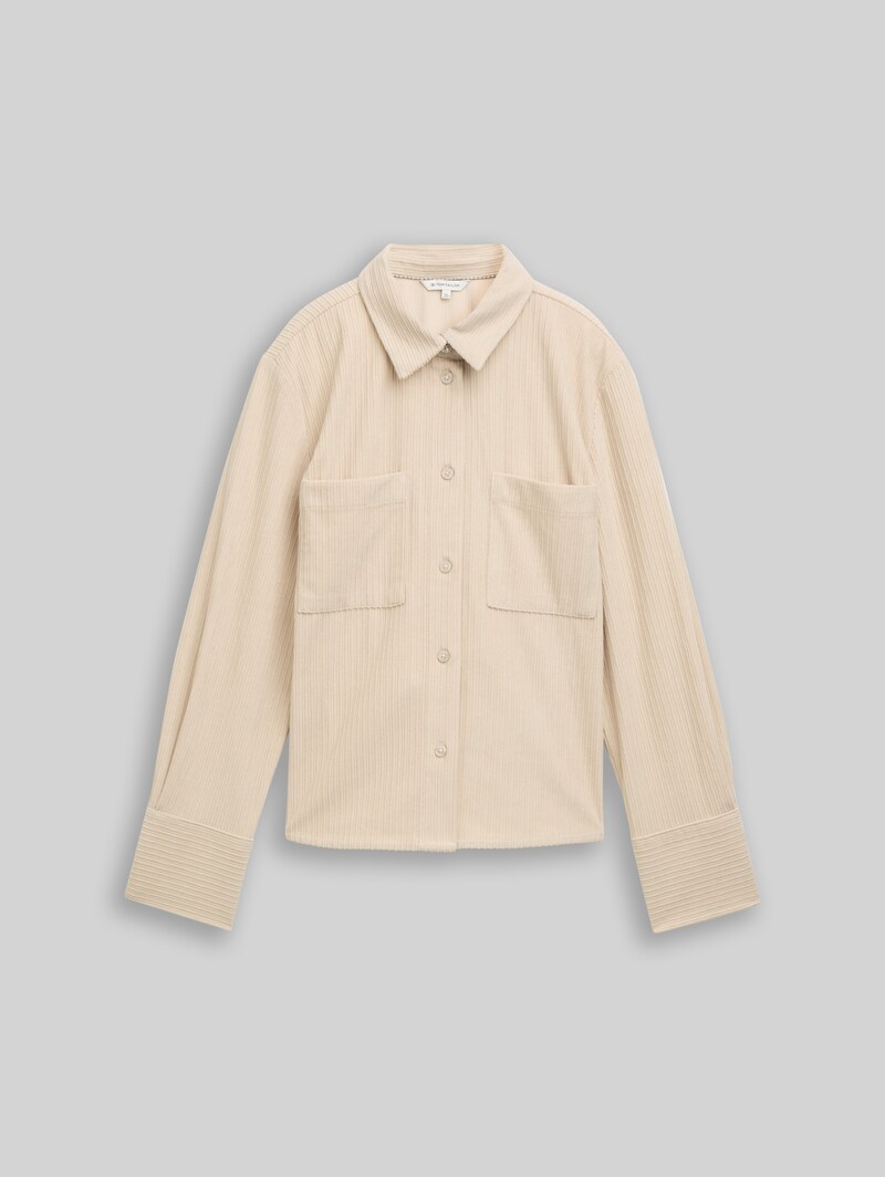 Tom Tailor Loose Fit Cordbluse - Sand Stone Beige