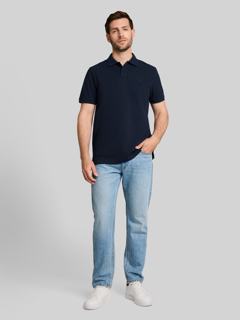 Tom Tailor Piqué Poloshirt mit Logo-Stickerei - Sky Captain Blue