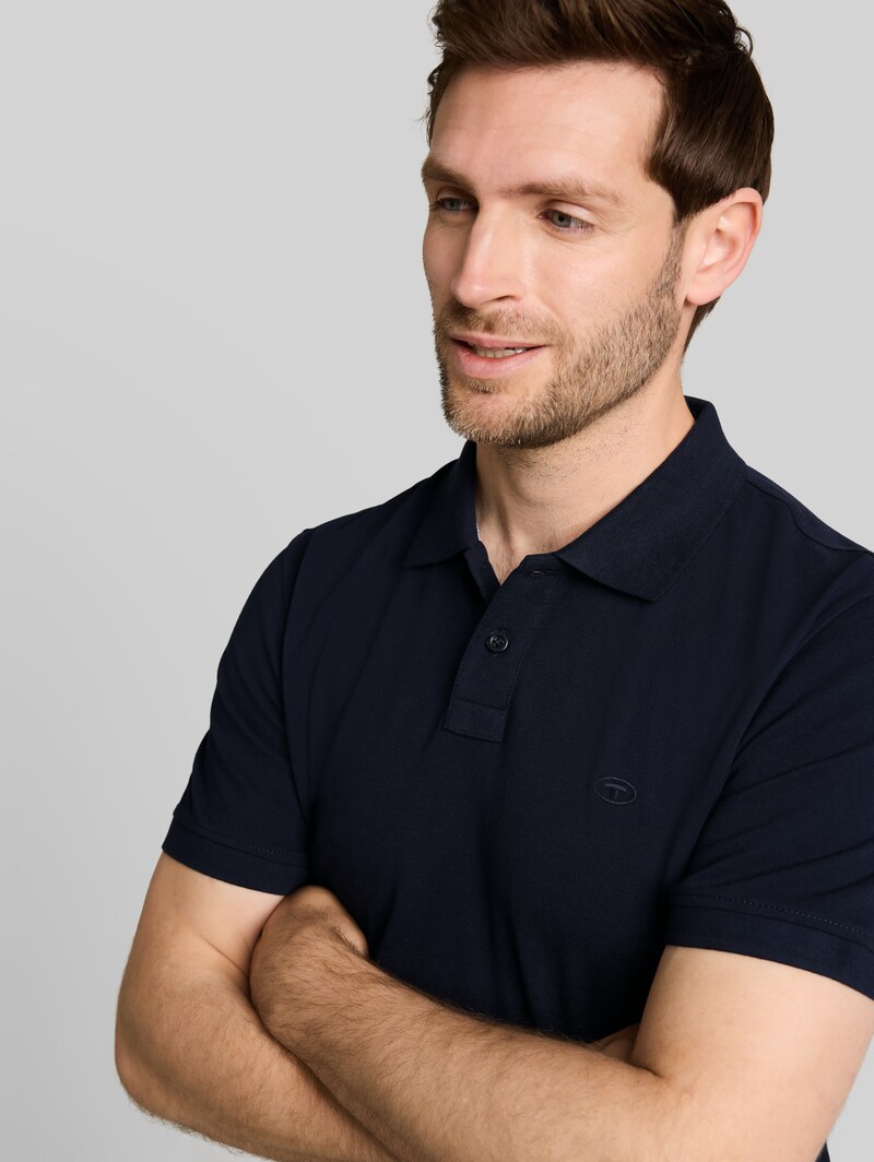 Tom Tailor Piqué Poloshirt mit Logo-Stickerei - Sky Captain Blue