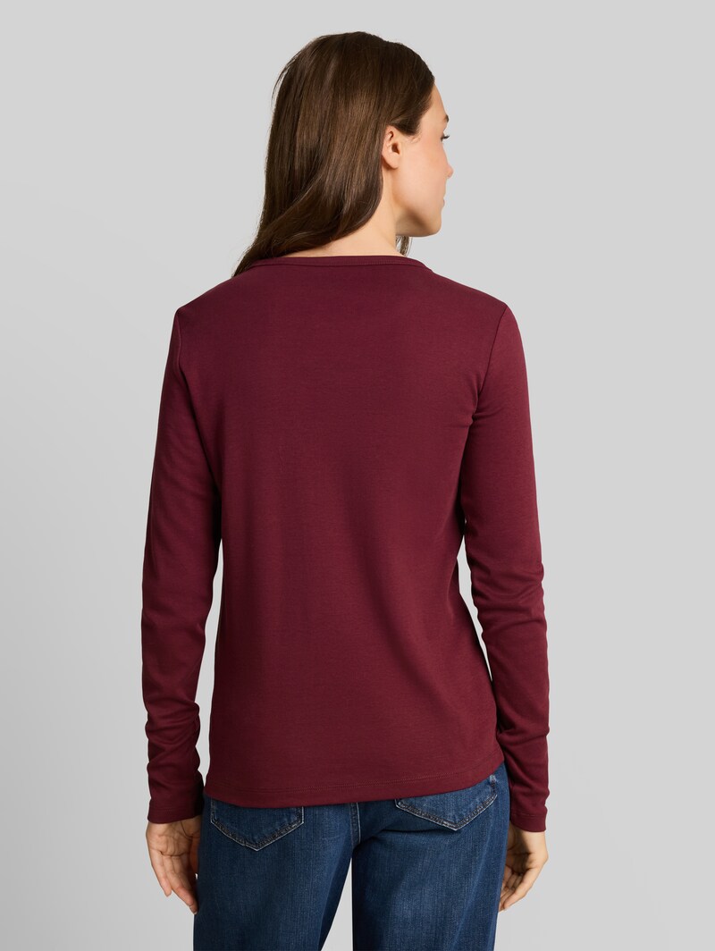 Tom Tailor Basic Langarmshirt aus Baumwolle - Preppy Plum