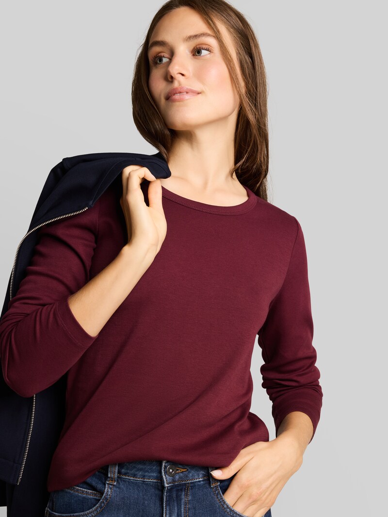Tom Tailor Basic Langarmshirt aus Baumwolle - Preppy Plum