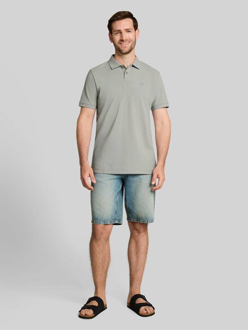 Tom Tailor Piqué Poloshirt mit Logo-Stickerei - Iron Mint