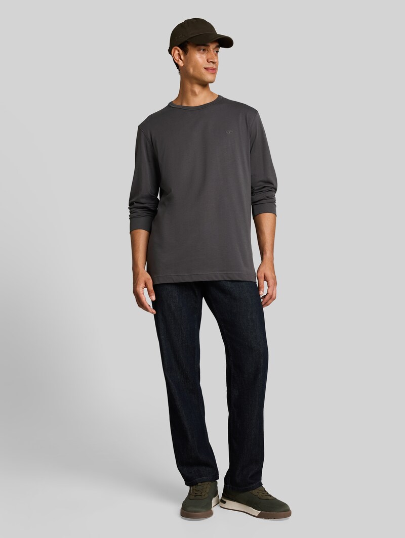 Tom Tailor Basic Langarmshirt aus Baumwolle - Tarmac Grey