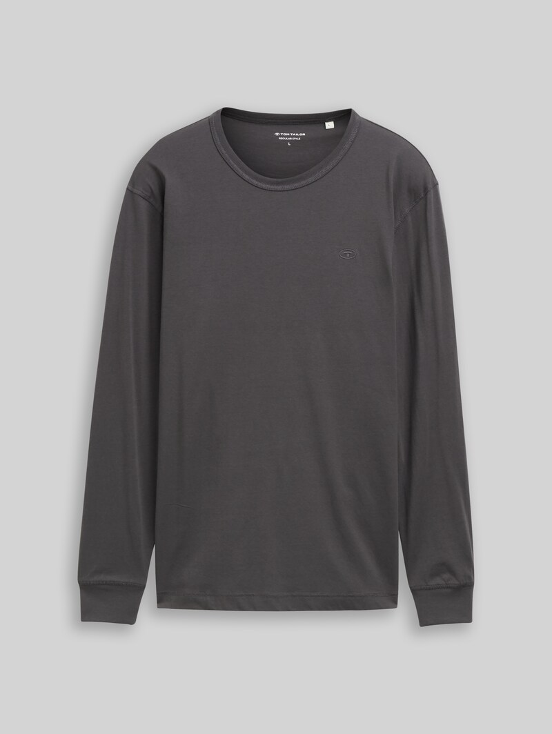 Tom Tailor Basic Langarmshirt aus Baumwolle - Tarmac Grey