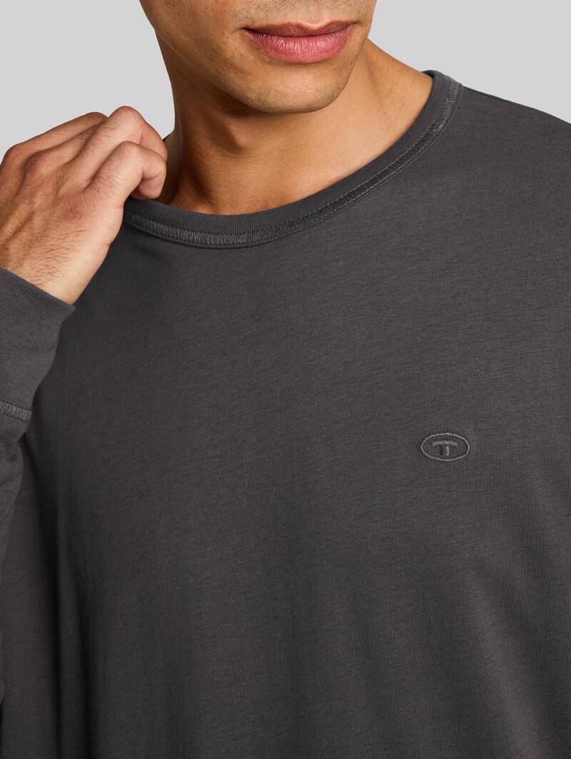 Tom Tailor Basic Langarmshirt aus Baumwolle - Tarmac Grey