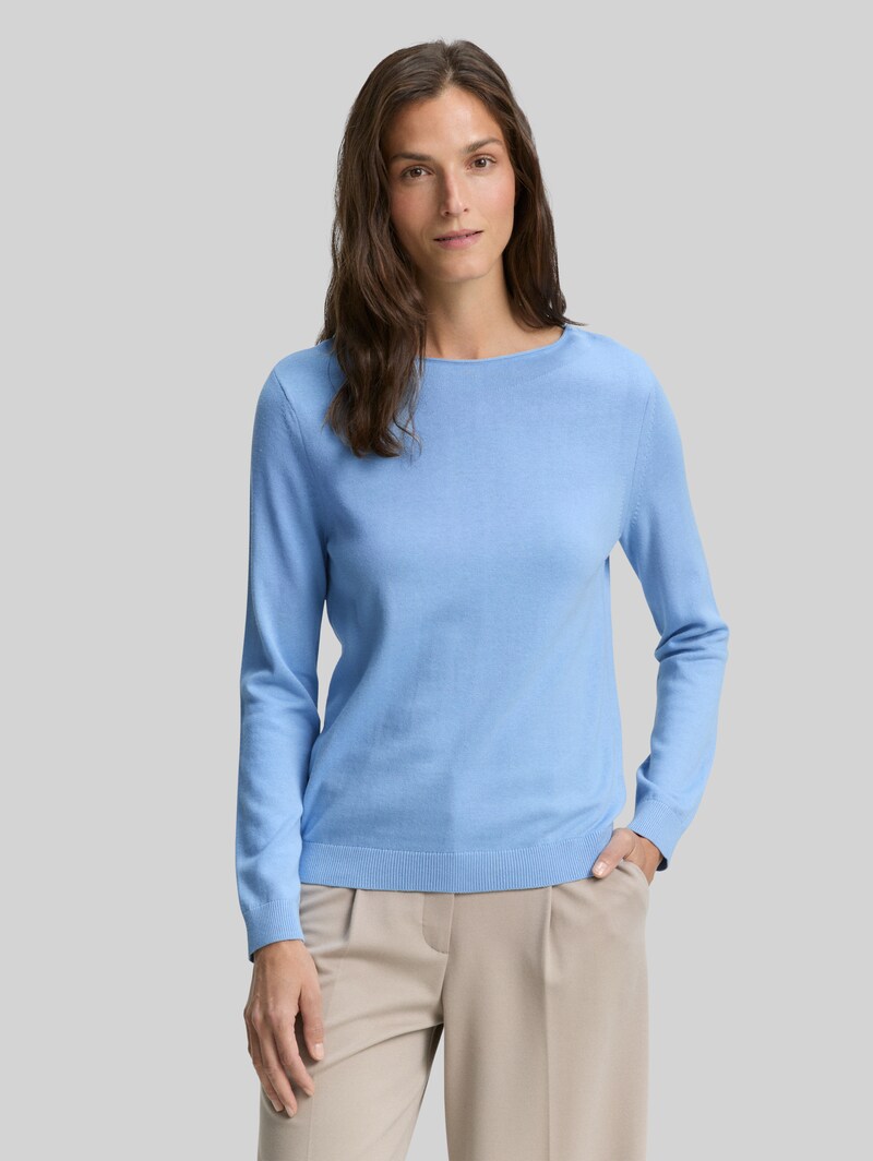 Tom Tailor Strickpullover mit U-Boot-Ausschnitt - Light Fjord Blue Tom Tailor Strickpullover mit U-Boot-Ausschnitt - Light Fjord Blue
