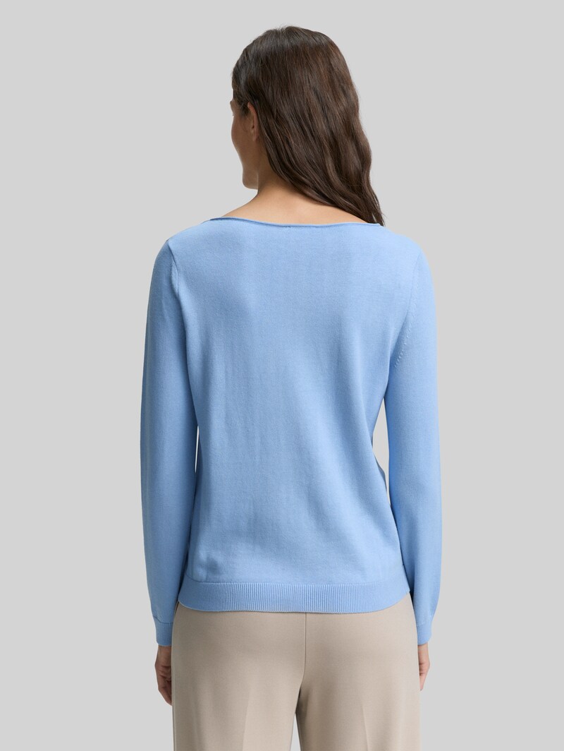 Tom Tailor Strickpullover mit U-Boot-Ausschnitt - Light Fjord Blue