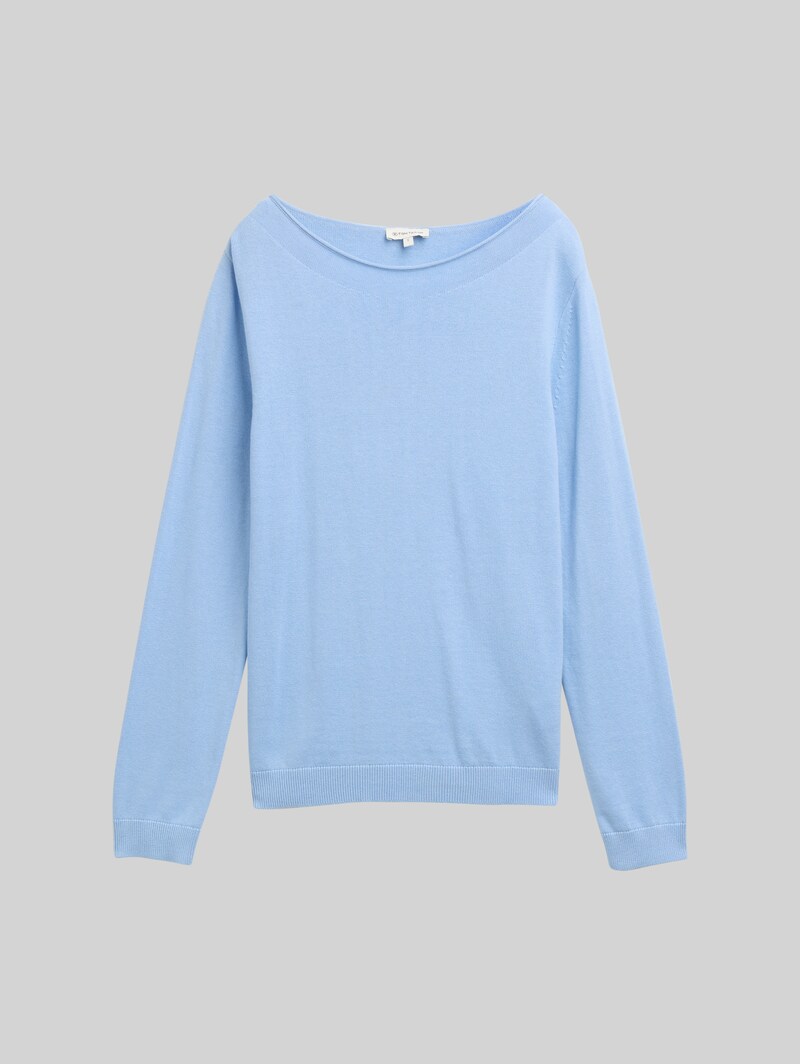 Tom Tailor Strickpullover mit U-Boot-Ausschnitt - Light Fjord Blue