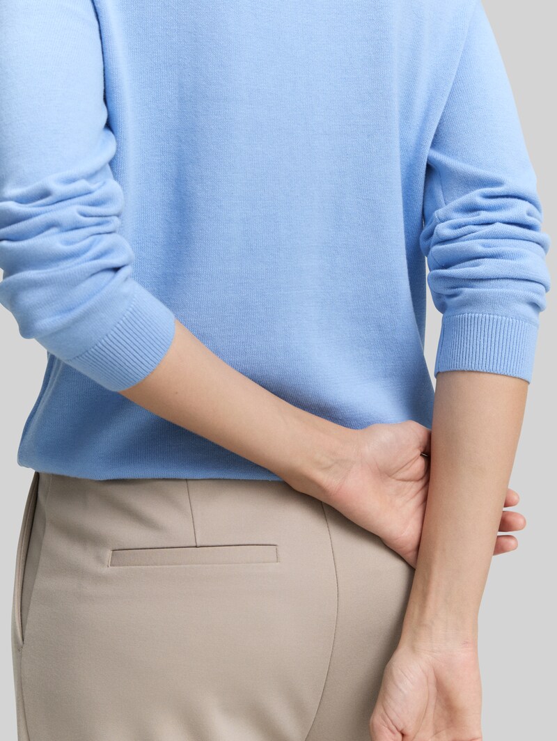 Tom Tailor Strickpullover mit U-Boot-Ausschnitt - Light Fjord Blue