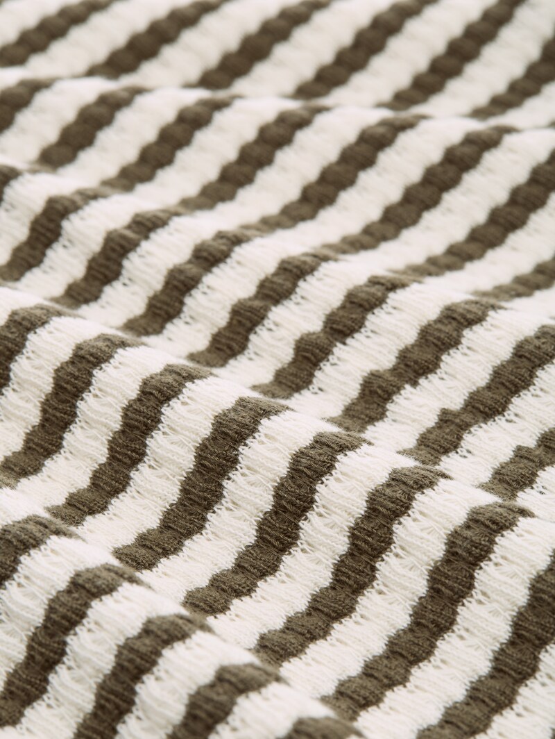 Tom Tailor Midi-Kleid mit Streifenmuster - Olive White Stripe