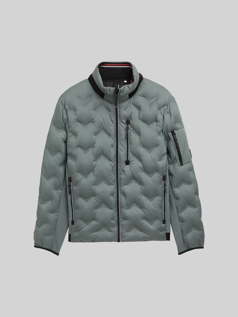 Tom Tailor Hybrid Steppjacke mit verstaubarer Kapuze - Washed Jasper Green
