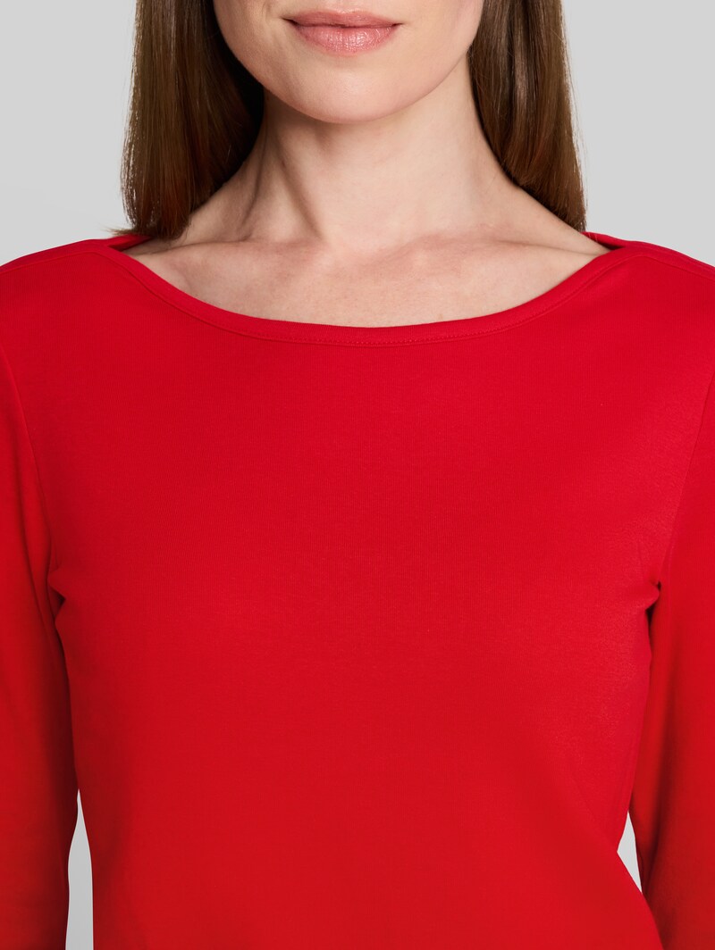 Tom Tailor Slim Fit Langarmshirt mit U-Boot-Ausschnitt - Soft Scarlet Red